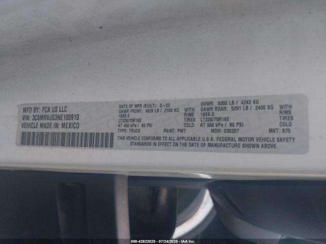 2022 RAM PROMASTER 3500 3C6MRVJG3NE100910 Photo 8