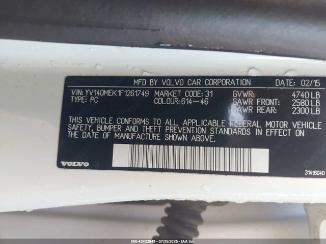 Volvo b4204t11 2015 YV140MEK1F1261749 Image 9