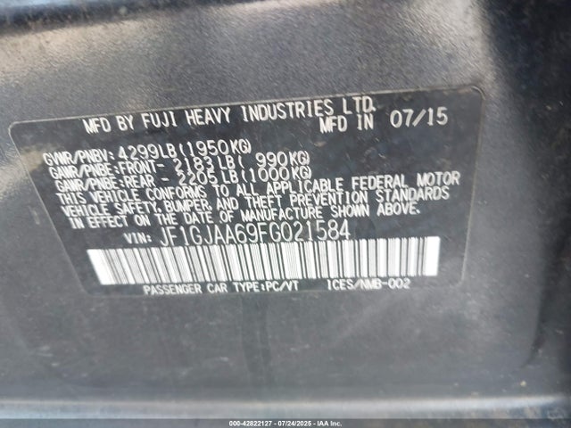 JF1GJAA69FG021584 Subaru 2.0l na