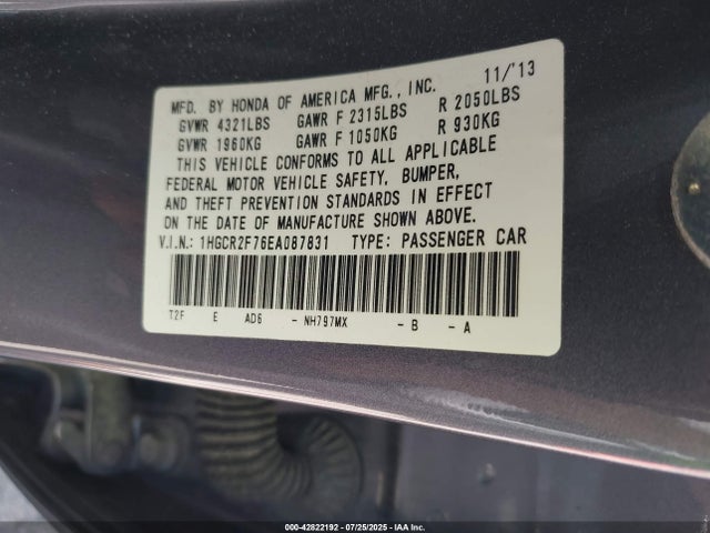 Honda k24w1 2014 1HGCR2F76EA087831 Image 9