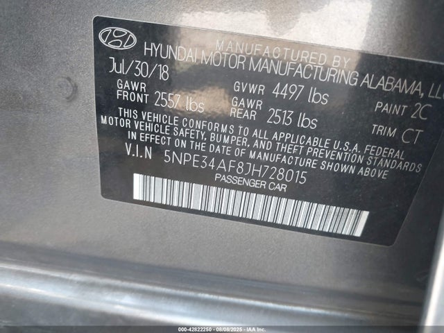 5NPE34AF8JH728015 Hyundai gdi theta-ii