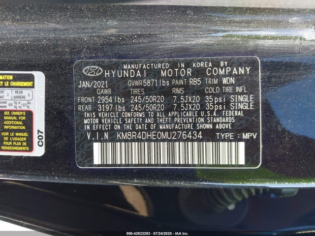 KM8R4DHE0MU276434 Hyundai gdi lambda ii