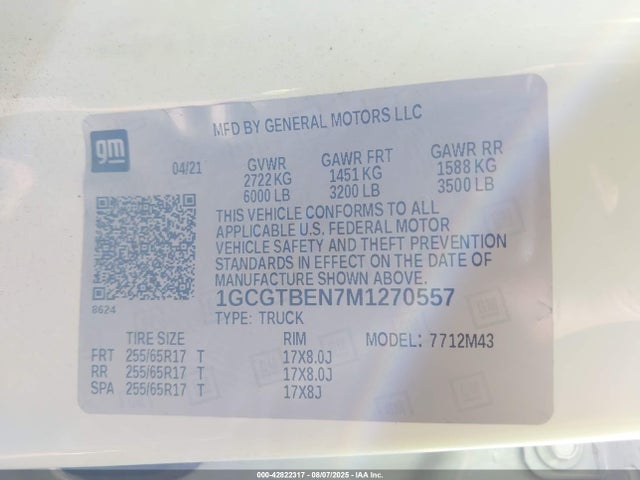 1GCGTBEN7M1270557 Chevrolet lgz - di, vvt, alum, var2, gen 2