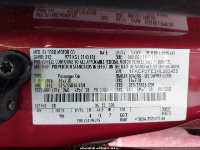 2017 FORD FOCUS 1FADP3FE3HL263455 Photo 8