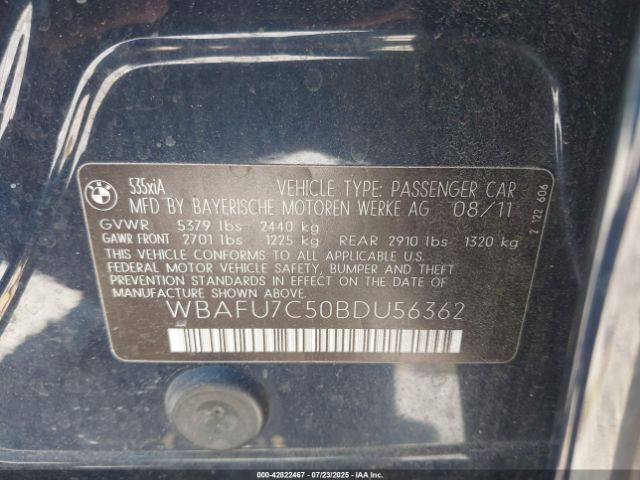 2011 BMW 535I WBAFU7C50BDU56362 Photo 8