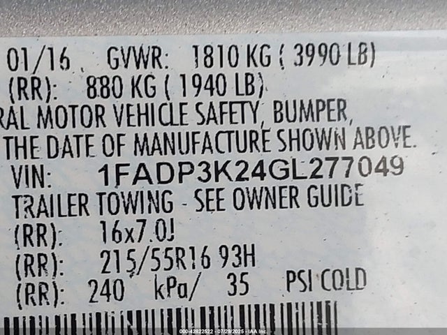 Ford 2016 2016 1FADP3K24GL277049 Image 9