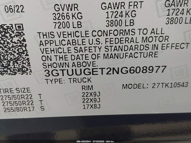 GMC lm2 2022 3GTUUGET2NG608977 Image 9