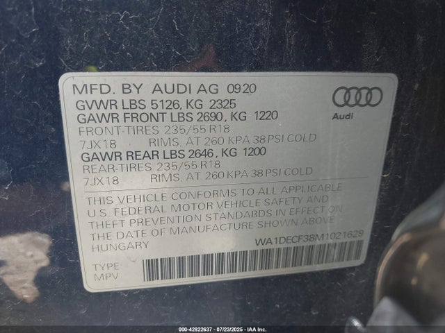 2021 AUDI Q3 WA1DECF38M1021629 Photo 8