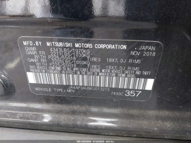 2019 MITSUBISHI OUTLANDER SPORT JA4AP3AU6KU013215 Photo 8