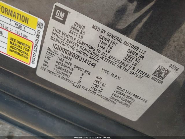 2015 CHEVROLET TRAVERSE 1GNKRGKD2FJ141248 Photo 8