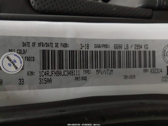 1C4RJFN90JC349111 Jeep Grand Cherokee