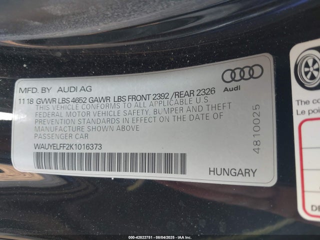 2019 AUDI A3 WAUYELFF2K1016373 Photo 8