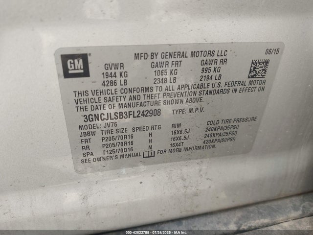 Chevrolet LUV 2015 3GNCJLSB3FL242908 Image 9