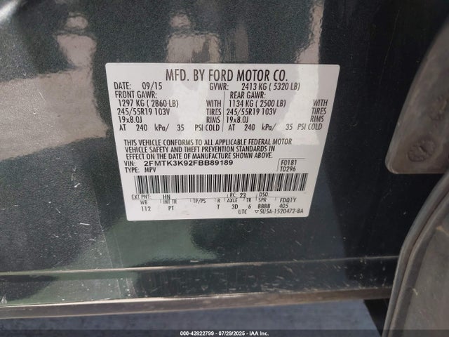 Ford 2015 2015 2FMTK3K92FBB89189 Image 9