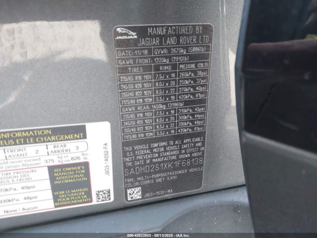 2019 JAGUAR I-PACE SADHD2S1XK1F68138 Photo 8