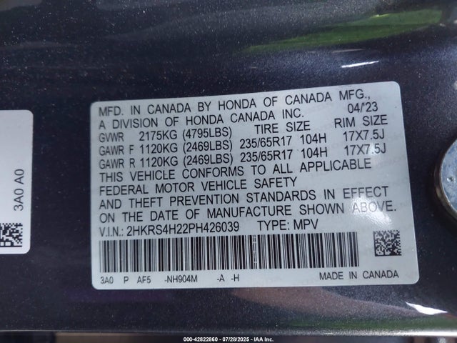 Honda l15be 2023 2HKRS4H22PH426039 Image 9