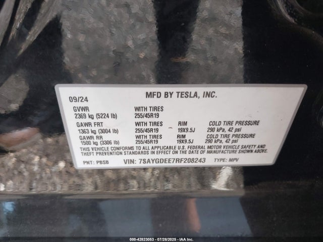 2024 TESLA MODEL Y 7SAYGDEE7RF208243 Photo 8
