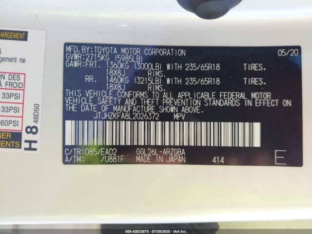 2020 LEXUS RX 350L JTJHZKFA8L2026372 Photo 8