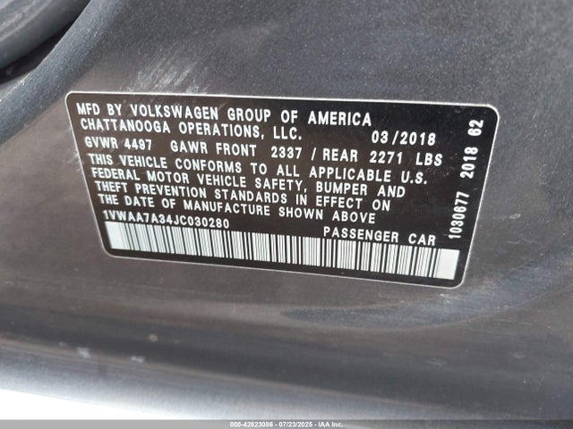 1VWAA7A34JC030280 Volkswagen 2.0 tsi