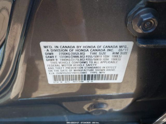 2011 ACURA MDX 2HNYD2H77BH533881 Photo 8