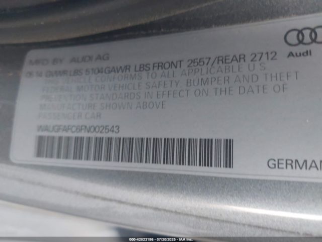 2015 AUDI A6 WAUGFAFC6FN002543 Photo 8