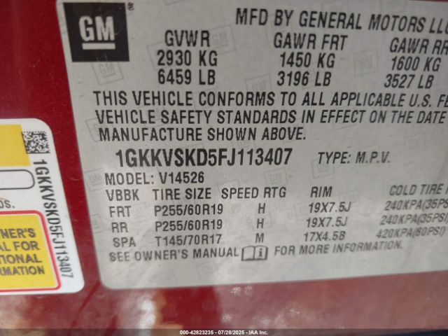2015 GMC ACADIA 1GKKVSKD5FJ113407 Photo 8