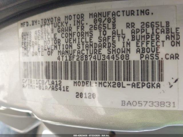 Aukcja sprzedaży 2004 Toyota Avalon Xls, vin: 4T1BF28B74U344508, numer aukcji: 42823435