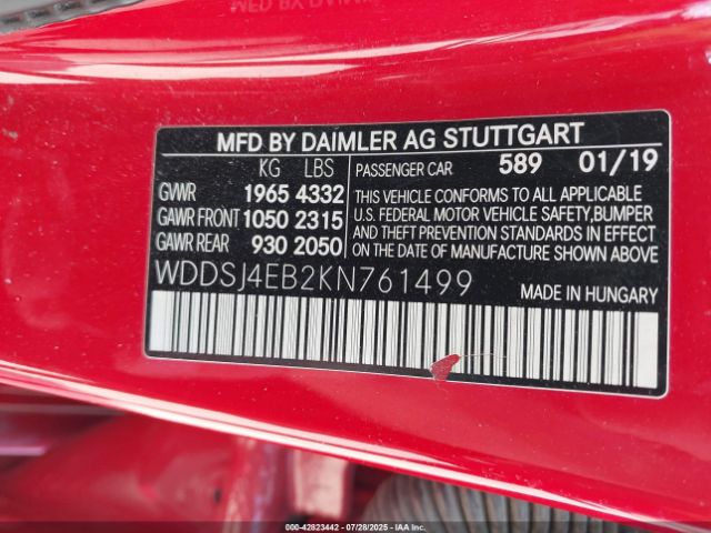 2019 MERCEDES-BENZ CLA 250 WDDSJ4EB2KN761499 Photo 8