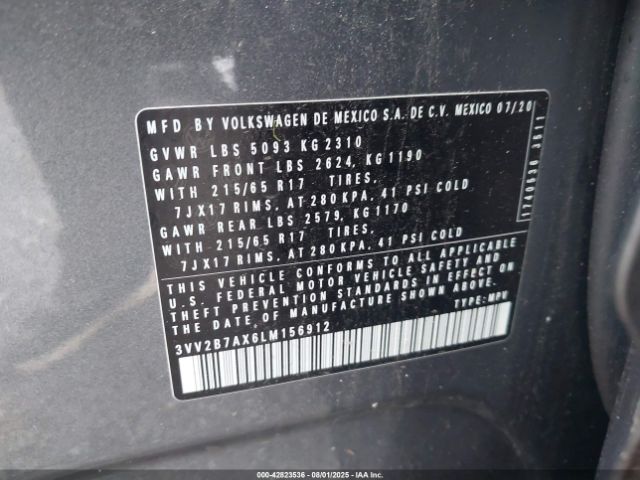 2020 VOLKSWAGEN TIGUAN 3VV2B7AX6LM156912 Photo 8