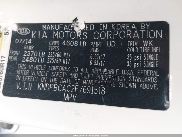 KIA dohc gdi theta ii 2015 KNDPBCAC2F7691518 Image 9