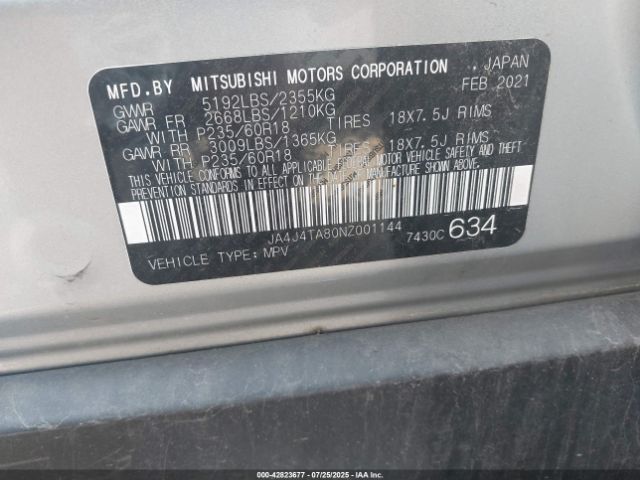 2022 MITSUBISHI OUTLANDER JA4J4TA80NZ001144 Photo 8