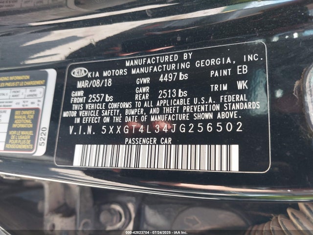5XXGT4L34JG256502 KIA gdi