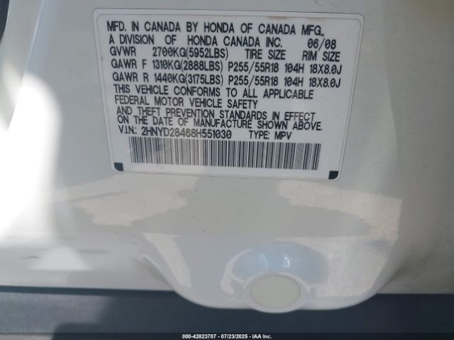2008 ACURA MDX 2HNYD28468H551030 Photo 8