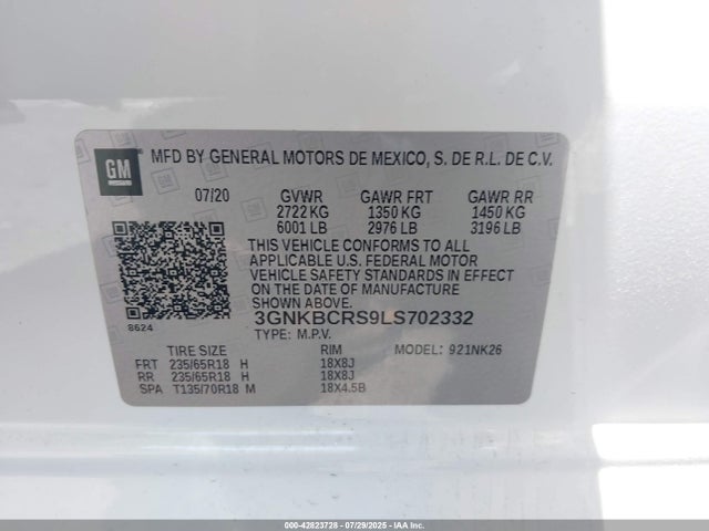 Chevrolet lgx 2020 3GNKBCRS9LS702332 Image 9