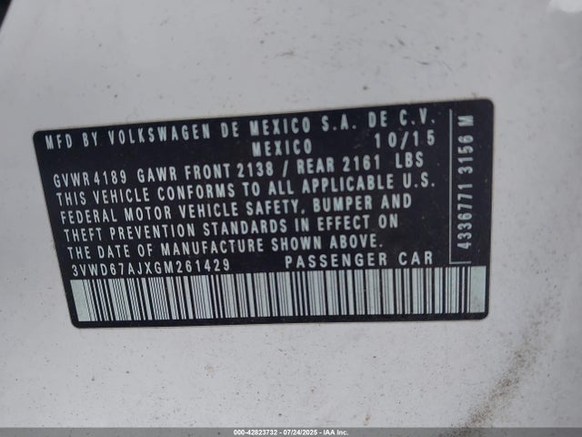 3VWD67AJXGM261429 Volkswagen 1.4t