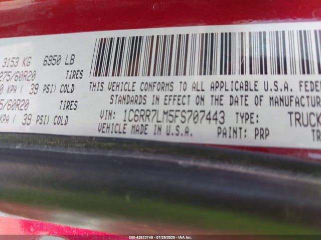 RAM 1500 2015 1C6RR7LM5FS707443 Image 9