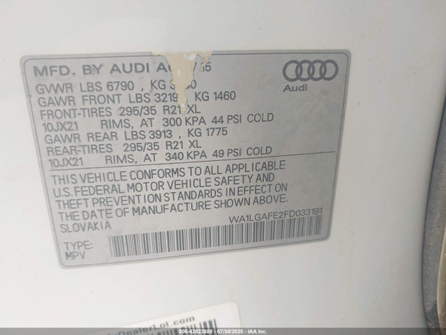 2015 AUDI Q7 WA1LGAFE2FD033191 Photo 8