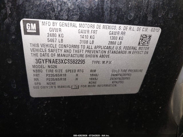 2012 CADILLAC SRX 3GYFNAE3XCS582295 Photo 8