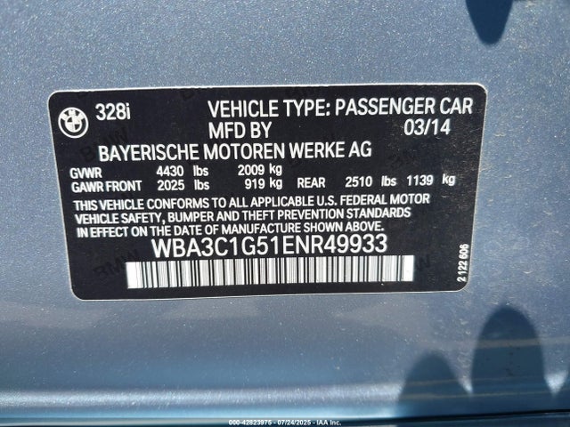 WBA3C1G51ENR49933 BMW 328I