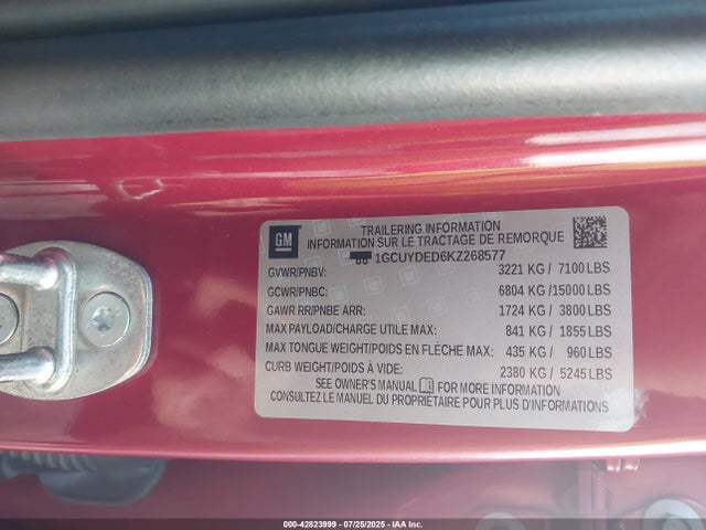 1GCUYDED6KZ268577 Chevrolet l84 - di, dfm, alum, gen 5, var 2