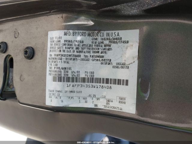 2003 FORD FOCUS 1FAFP34353W178408 Photo 8