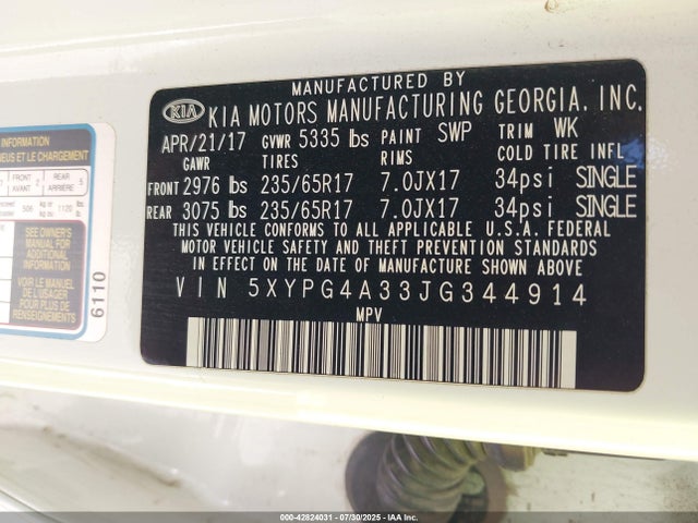 5XYPG4A33JG344914 KIA gdi theta-ii