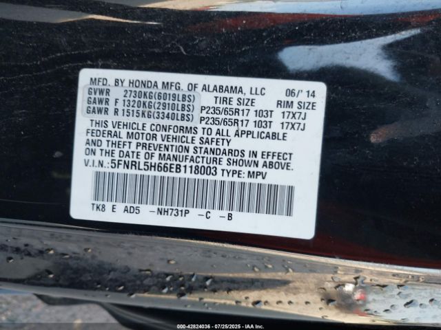 2014 HONDA ODYSSEY 5FNRL5H66EB118003 Photo 8