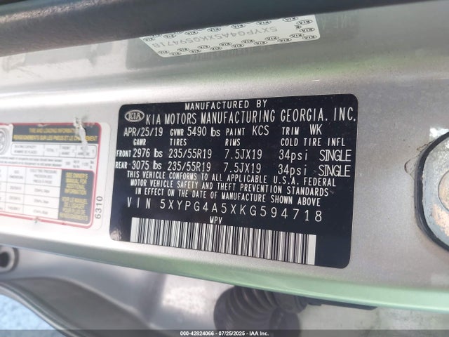 5XYPG4A5XKG594718 KIA gdi lambda-ii