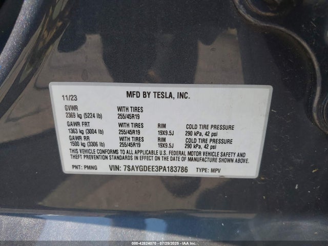 2023 TESLA MODEL Y 7SAYGDEE3PA183786 Photo 8