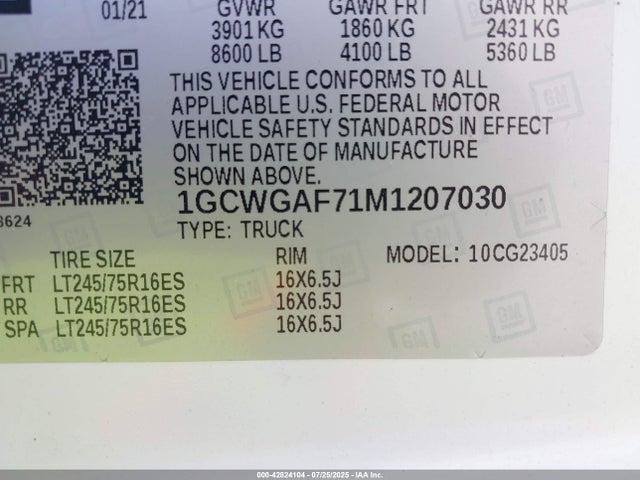 1GCWGAF71M1207030 Chevrolet l8t