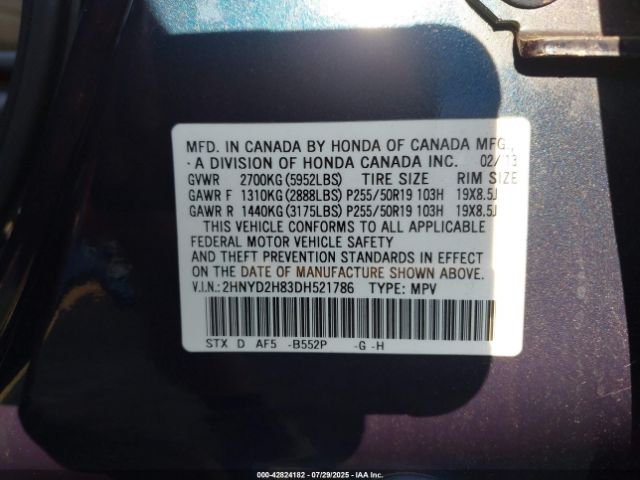 2013 ACURA MDX 2HNYD2H83DH521786 Photo 8