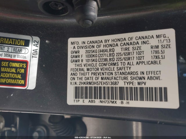 2HKRM3H57EH513687 Honda k24z7