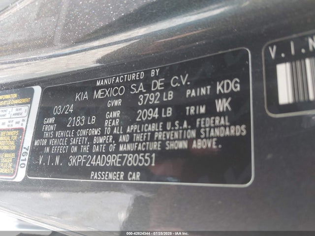 3KPF24AD9RE780551 KIA mpi nu