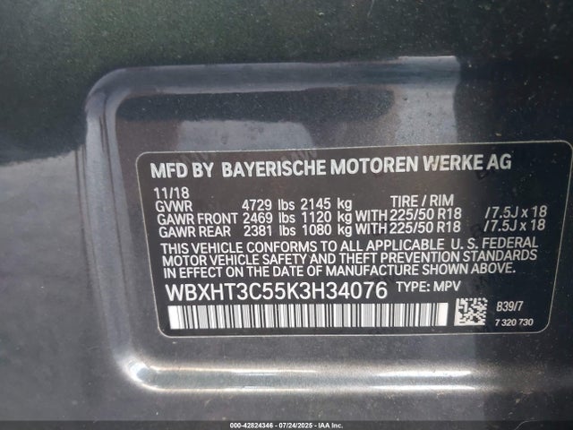 WBXHT3C55K3H34076 BMW X1